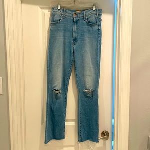 Used MOTHER The Hustler Distressed Raw Hem Ankle Jeans - Size 30